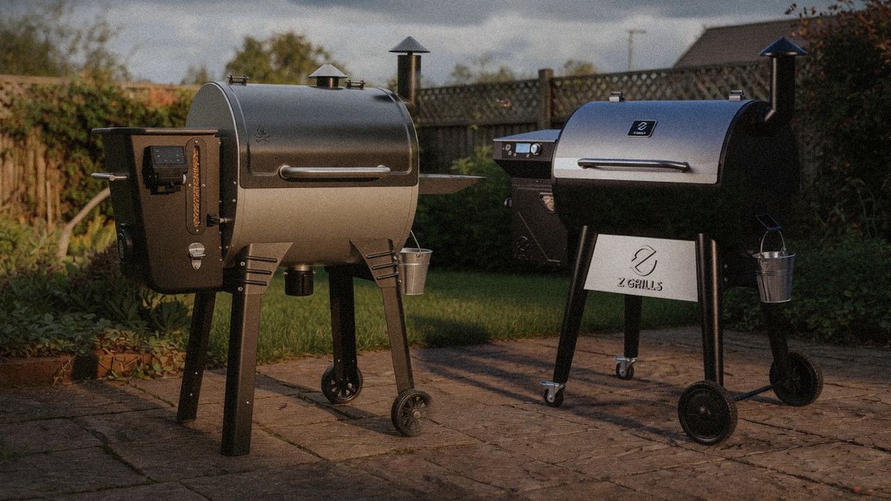 Camp Chef Woodwind Pro versus Z Grills 700 Series on a dusk patio