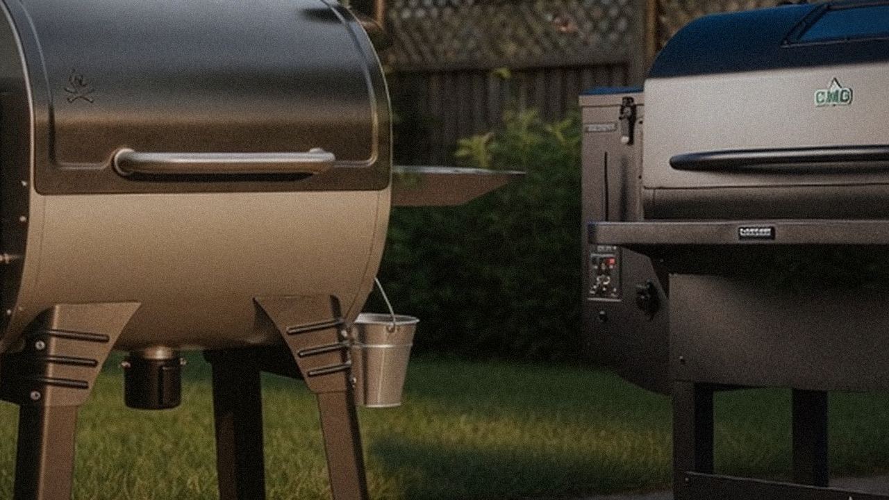 Close comparison of the Camp Chef Woodwind WiFi 24 controller next to the Green Mountain Grills Peak controller