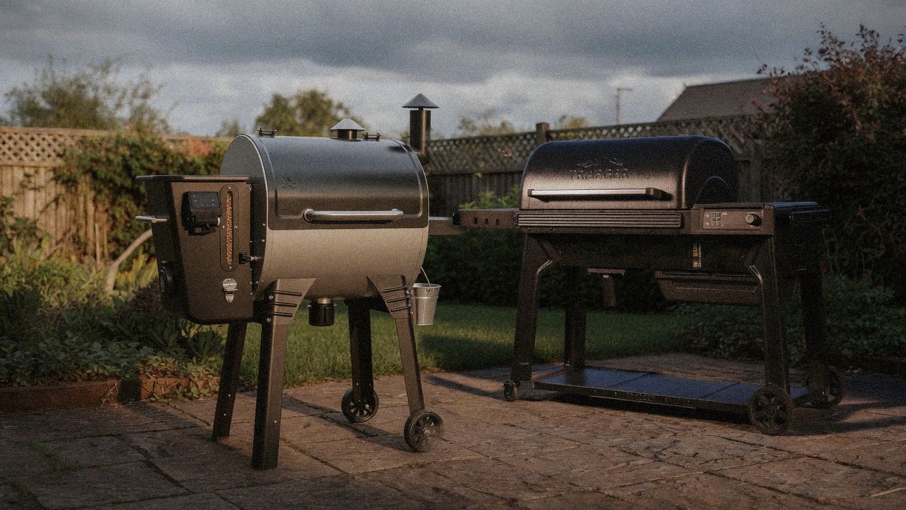 Morning patio with the Camp Chef Woodwind Pro WiFi 24 and the Traeger Ironwood, unboxing-day mood