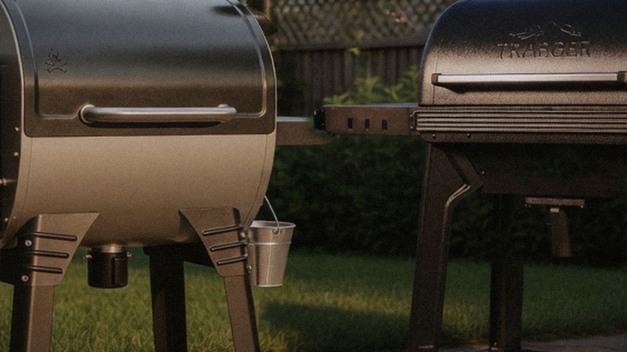 Close comparison of the Camp Chef Woodwind Pro WiFi 24 controller next to the Traeger Timberline controller