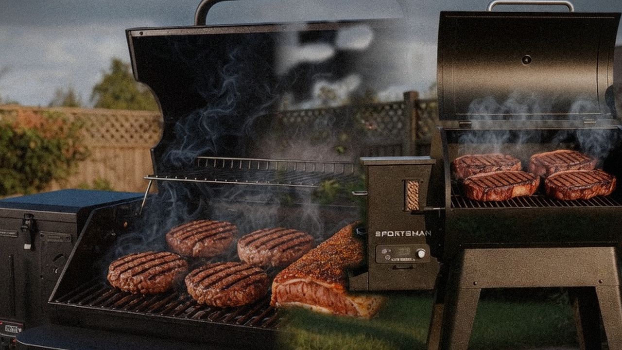 Searing and grate view: Green Mountain Grills Peak next to Pit Boss Navigator 850
