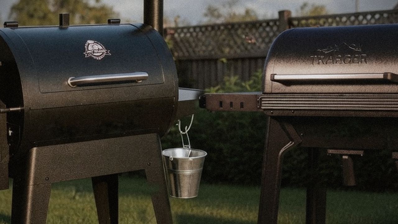 Pit Boss Navigator 850 and Traeger Timberline starting up, controllers lit