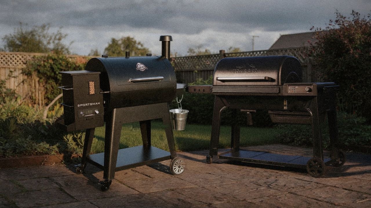 Morning patio with the Pit Boss Sportsman and the Traeger Timberline, unboxing-day mood