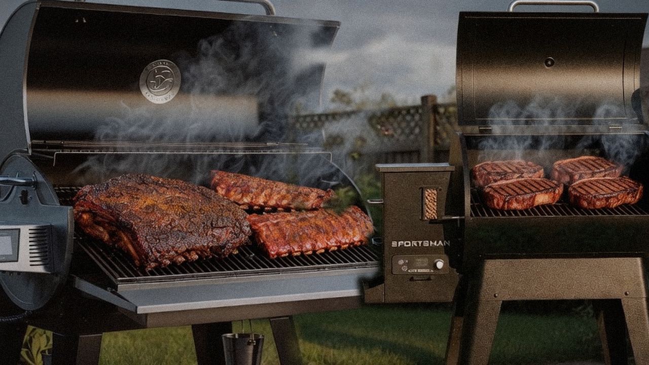 Searing and grate view: recteq Flagship 1600 next to Pit Boss Sportsman