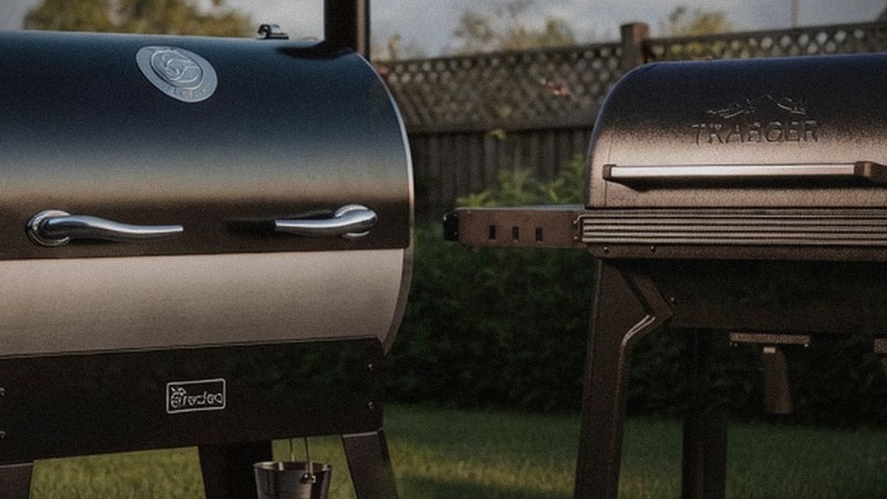 recteq Flagship 1600 and Traeger Ironwood starting up, controllers lit