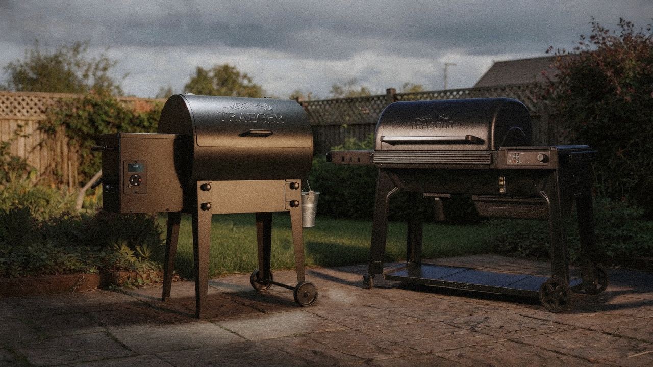 Morning patio with the Traeger Tailgater 20 and the Traeger Woodridge Pro, unboxing-day mood