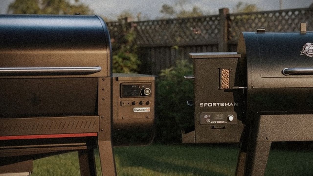 Weber Searwood XL 600 and Pit Boss Sportsman starting up, controllers lit